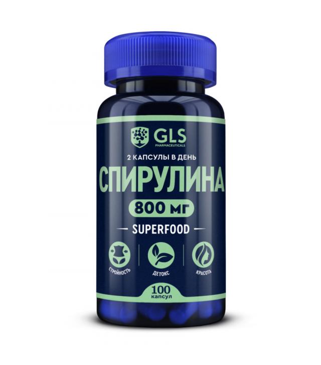 Изображение товара ГЛС Спирулина капсулы №100 натуральный бад для иммунитета и здоровья