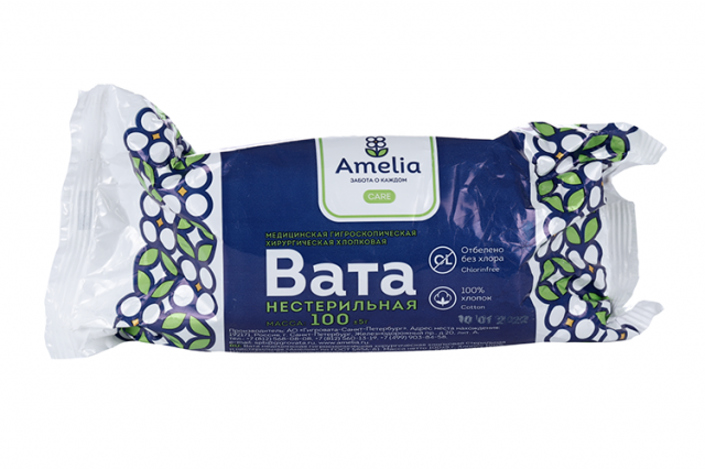 Изображение товара Вата хирург. нестерильная 100г Амелия