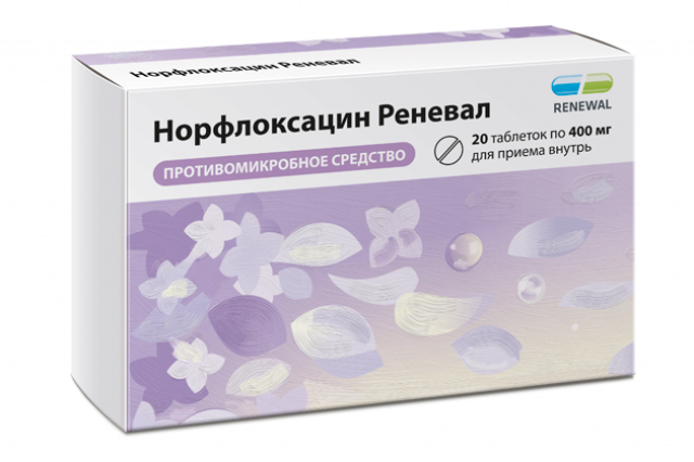 Изображение товара Норфлоксацин Реневал таблетки покрытые оболочкой 400мг №20