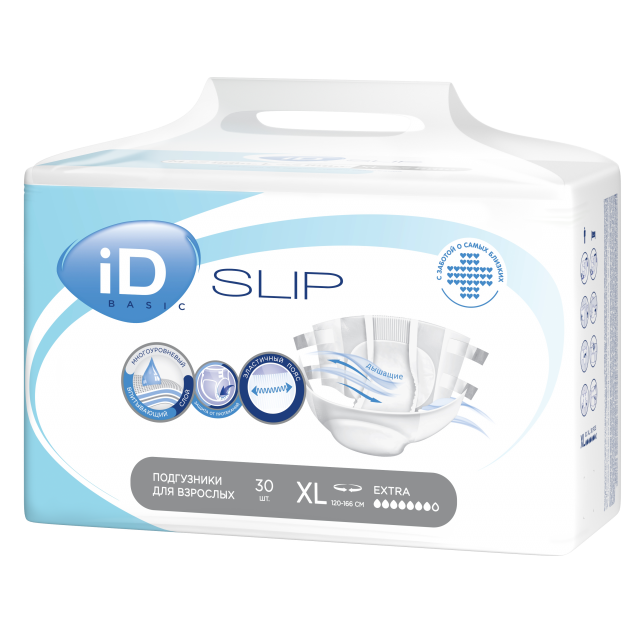 Изображение товара Подгузники для взрослых iD Slip Basic XL 30 шт. высокая впитываемость надёжная защита