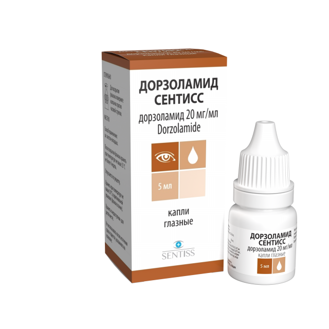 Изображение товара Глазные капли Дорзоламид Сентисс 20мг/мл 5мл для снижения внутриглазного давления