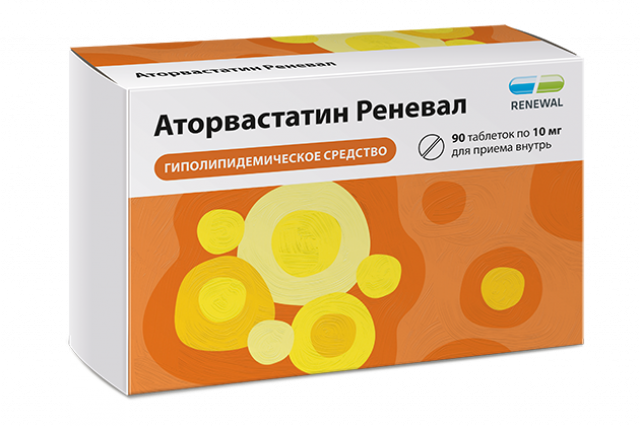 Изображение товара Аторвастатин Реневал таблетки покрытые оболочкой 10мг №90