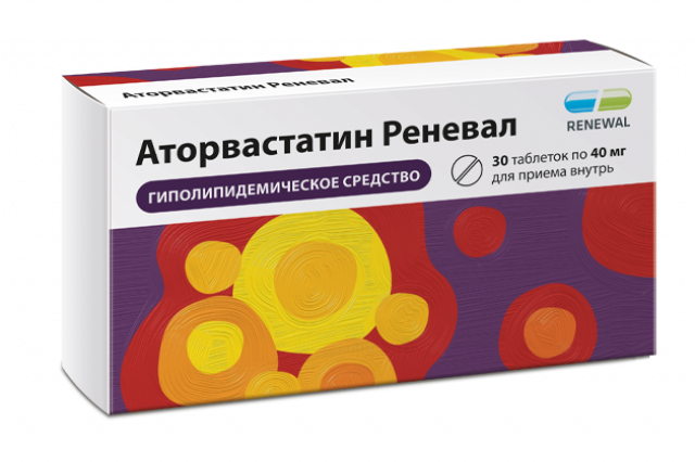 Изображение товара Аторвастатин Реневал таблетки покрытые оболочкой 40мг №30