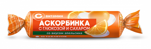 Изображение товара Аскорбиновая к-та крутка с сахаром таблетки Апельсин №10 Импловит