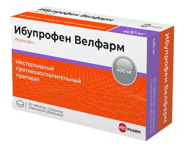 Изображение товара Ибупрофен Велфарм таблетки покрытые оболочкой 400мг №50