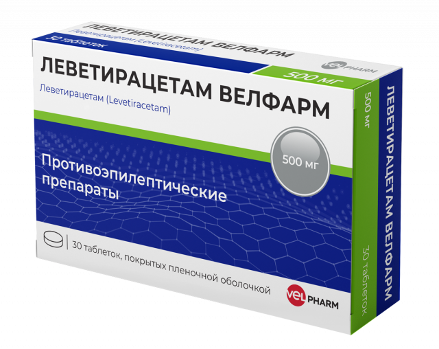 Изображение товара Леветирацетам Велфарм таблетки покрытые оболочкой 500мг №30