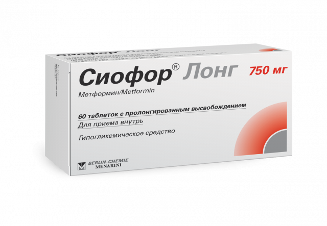 Изображение товара Сиофор Лонг таблетки пролонгированного высвобождения 750 мг №60 для лечения диабета