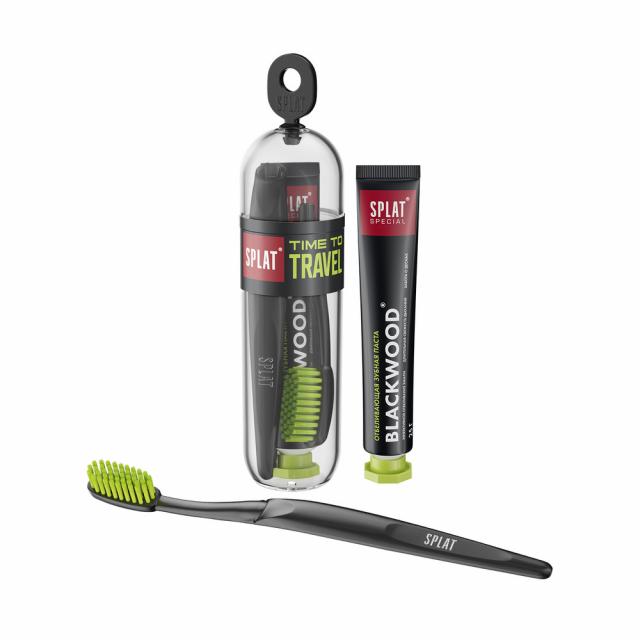 Изображение товара Дорожный комплект для гигиены полости рта Черное дерево 25мл + средняя щетка