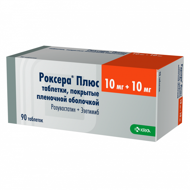 Изображение товара Роксера Плюс таблетки покрытые оболочкой 10мг+10мг №90 для снижения холестерина