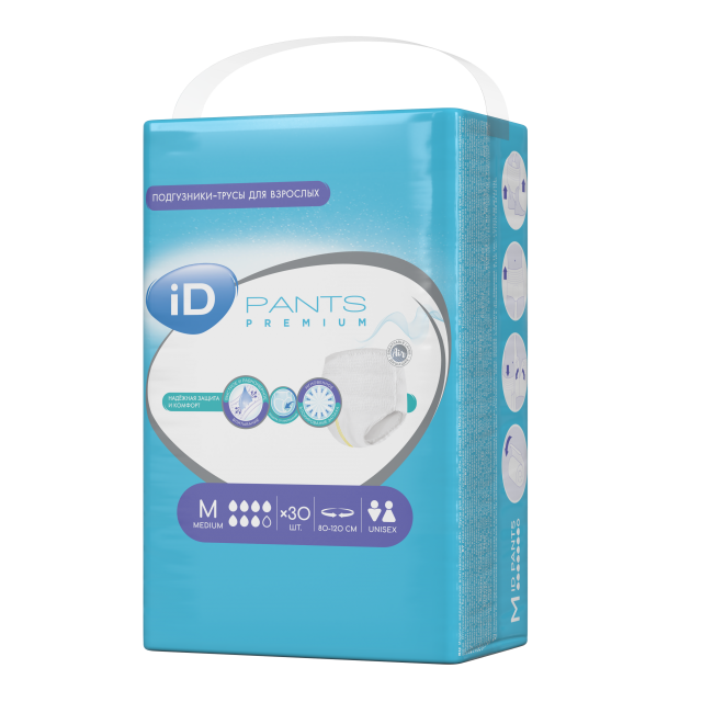 Изображение товара Трусы для взрослых iD Pants Premium M 30 шт - комфорт и высокая впитывающая способность
