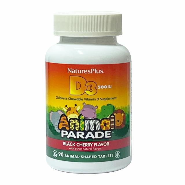 Изображение товара Детские жевательные таблетки Витамин D3 500МЕ Animal Parade черешня 90 шт