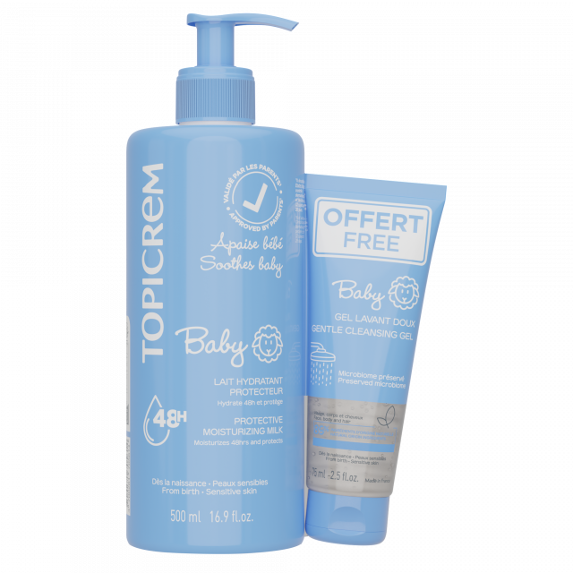 Изображение товара Топикрем Беби набор молочко увлажняющее защитное 500мл+гель очищающий нежный 75мл