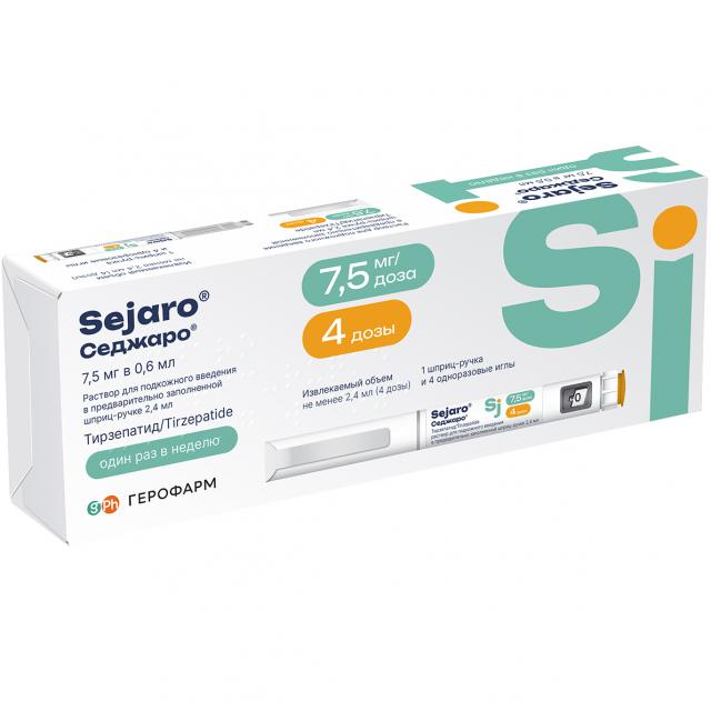 Изображение товара Седжаро раствор для подкожного введения 7,5 мг/доза шприц-ручка 2,4 мл