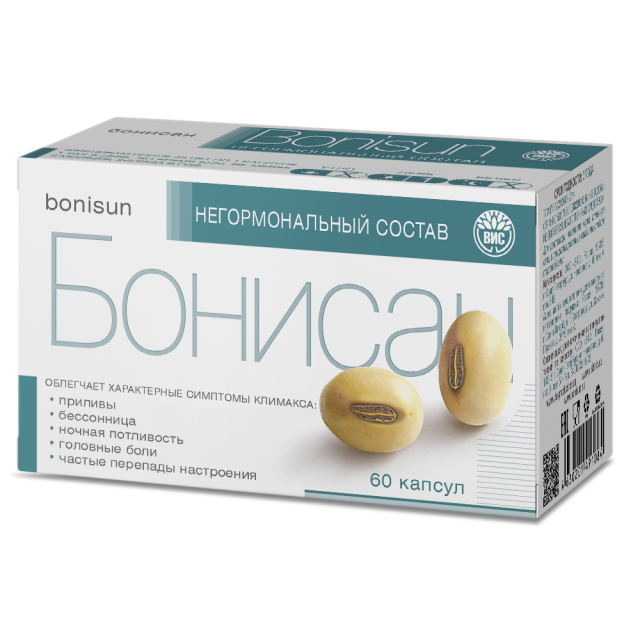 Изображение товара Бонисан капсулы 460мг №60 для облегчения симптомов климакса изофлавоны сои