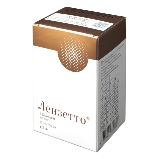 Изображение товара Лензетто спрей трансдермальный 1,53мг/доза 6.5мл для женской гормональной терапии