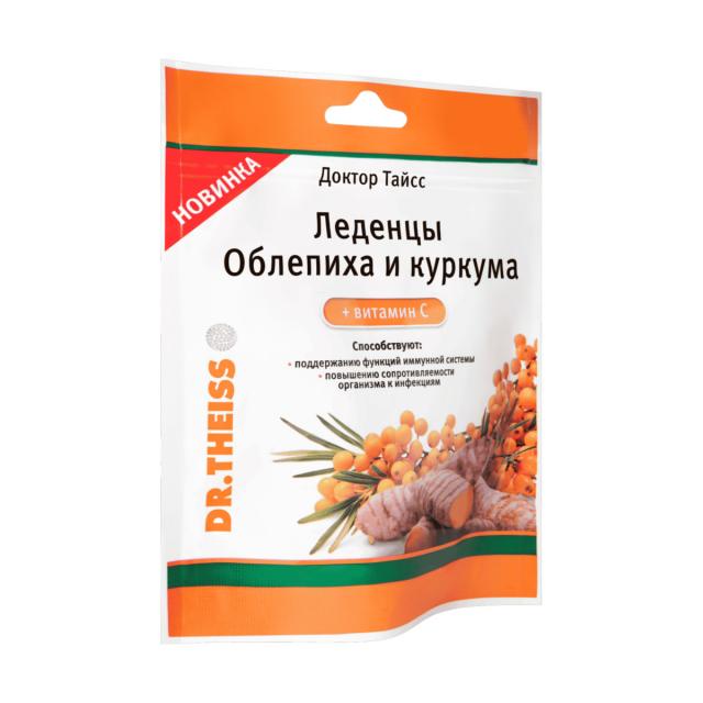 Изображение товара Леденцы Доктор Тайсс Облепиха и куркума 52 г для иммунитета и здоровья