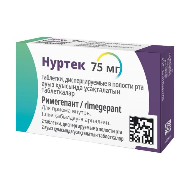 Изображение товара Нуртек таблетки диспергируемые 75 мг для мигрени, 2 шт