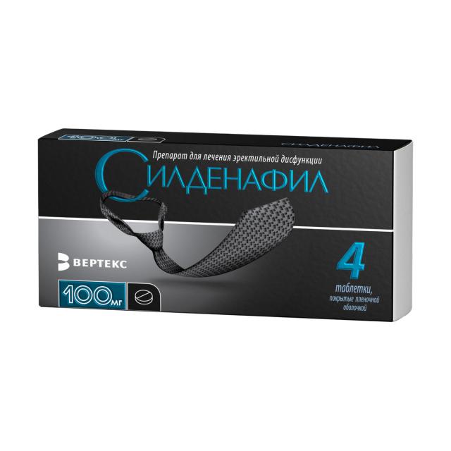 Изображение товара Силденафил Вертекс таблетки покрытые оболочкой 100мг №4