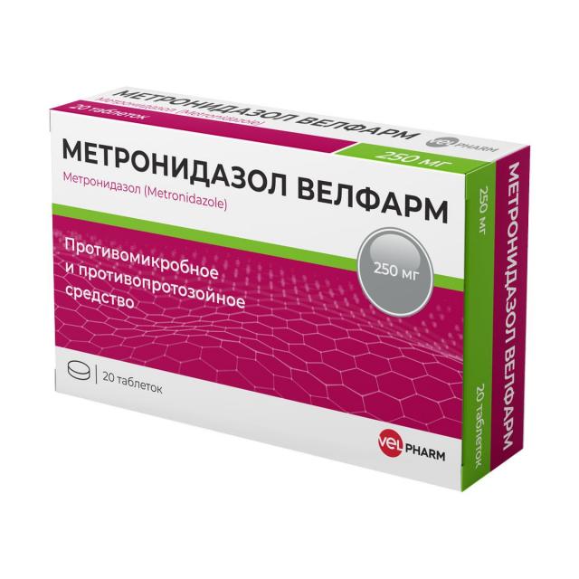 Изображение товара Метронидазол Велфарм таблетки 250мг №20 Изображение товара Метронидазол Велфарм таблетки 250мг №20