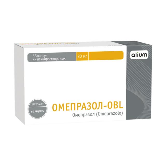 Изображение товара Омепразол-OBL 20 мг капсулы No56 - лечение язвы и рефлюкса