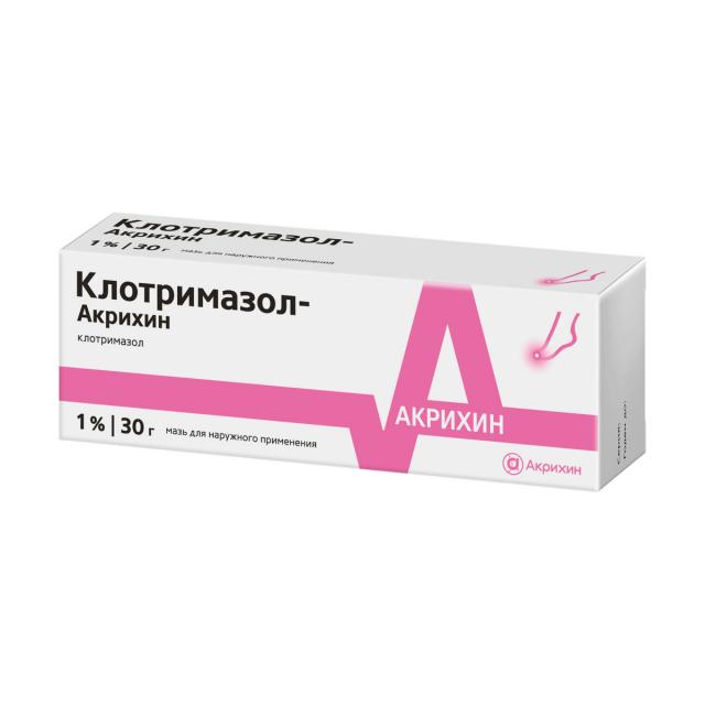 Изображение товара Клотримазол-Акрихин мазь 1% 30 г для дерматологических инфекций