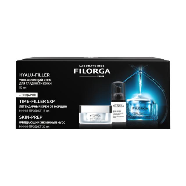 Изображение товара Филорга Гиалу-Филлер набор крем для лица увлажняющий 50мл+ Тайм-Филлер 5ХР крем для коррекции всех типов морщин 15мл+Скин+Преп мусс очищающий энзимный30мл