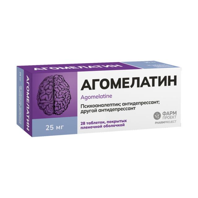Изображение товара Агомелатин таблетки покрытые оболочкой 25мг №28 Фармпроект