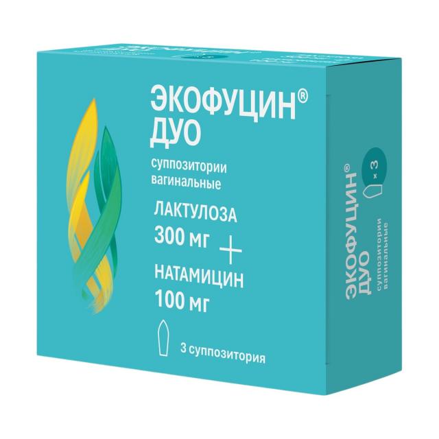 Изображение товара Экофуцин Дуо суппозитории вагинальные 300мг+100мг №3 Изображение товара Экофуцин Дуо суппозитории вагинальные 300мг+100мг №3