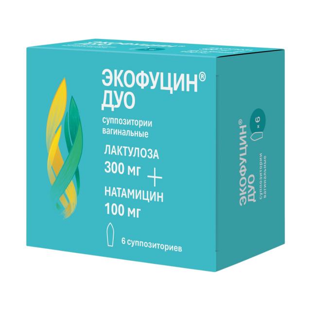 Изображение товара Экофуцин Дуо суппозитории вагинальные 300мг+100мг №6