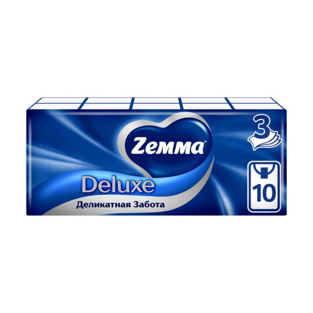 Изображение товара Земма Делюкс платочки бумажные Деликатная забота №10х10