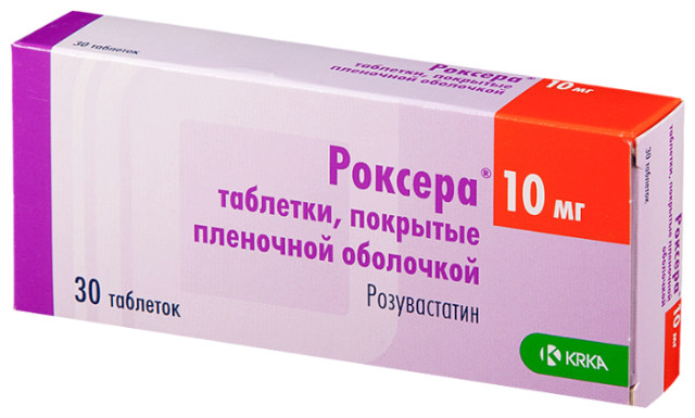 Изображение товара Роксера таблетки покрытые оболочкой 10 мг №30 гиполипидемическое средство для снижения холестерина