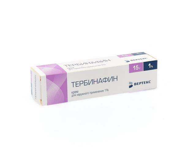 Тербинафин от чего. Тербинафин (крем 15г). Тербинафин 15 г. Тербинафин крем 1% 15 грамм. Тербинафин мазь Вертекс.