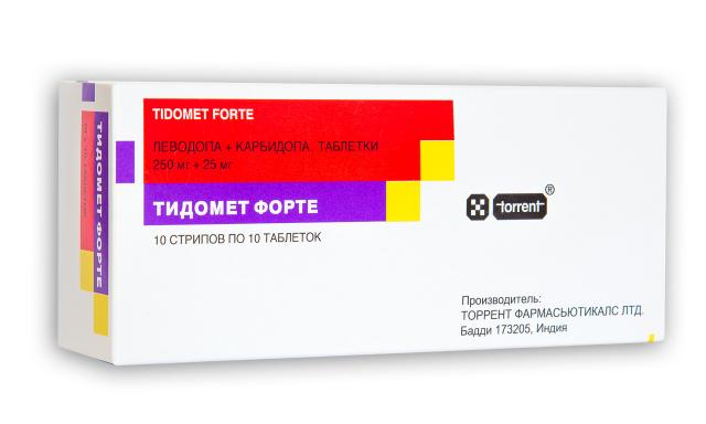 Изображение товара Тидомет форте таблетки 250мг+ 25мг №100