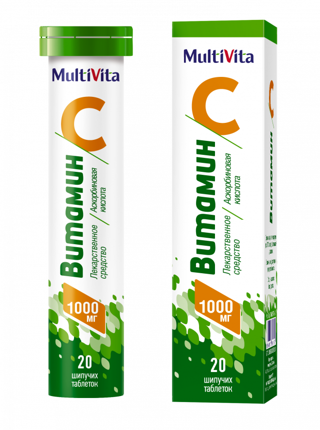Изображение товара МультиВита Витамин С таблетки шипучие 1000мг №20